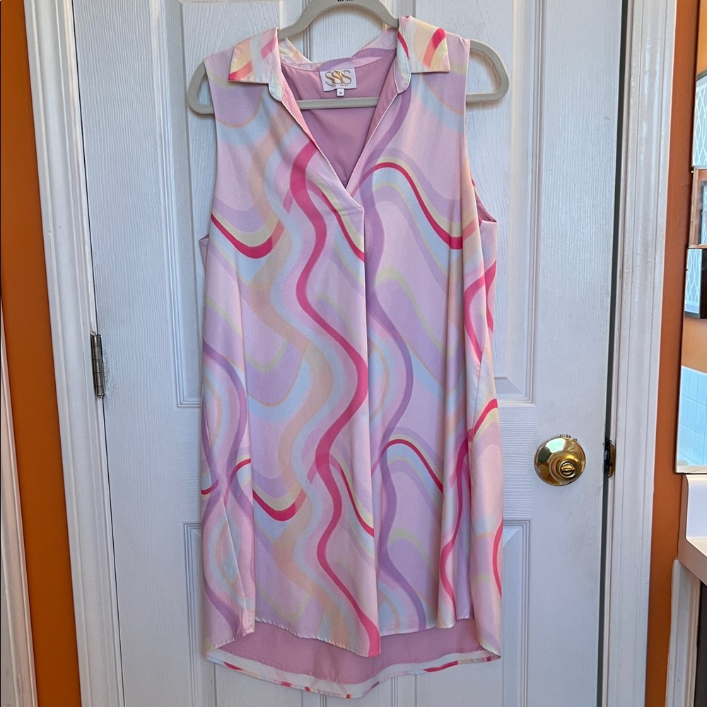 Sleeveless Pink Swirl Print Dress